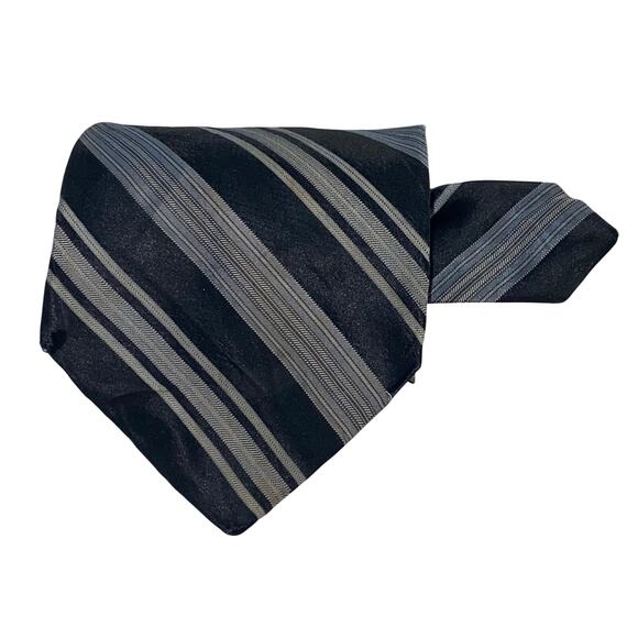 Vtg DKNY Necktie Black Gray 100 Silk USA Made 63 x 3 Traditional Preppy Sporty - Picture 6 of 7